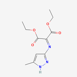 molecular formula C11H15N3O4 B2628542 diethyl 2-[(3-methyl-1H-pyrazol-5-yl)imino]malonate CAS No. 477713-81-8