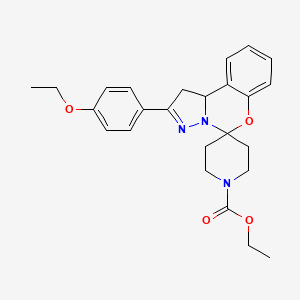 molecular formula C25H29N3O4 B2628580 Ethyl 2-(4-ethoxyphenyl)-1,10b-dihydrospiro[benzo[e]pyrazolo[1,5-c][1,3]oxazine-5,4'-piperidine]-1'-carboxylate CAS No. 899727-45-8