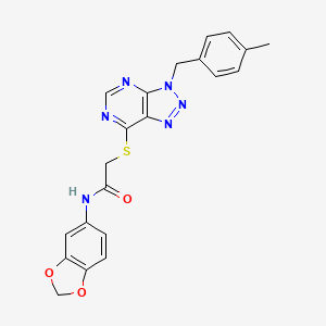 molecular formula C21H18N6O3S B2628583 N-(benzo[d][1,3]dioxol-5-yl)-2-((3-(4-methylbenzyl)-3H-[1,2,3]triazolo[4,5-d]pyrimidin-7-yl)thio)acetamide CAS No. 941911-44-0