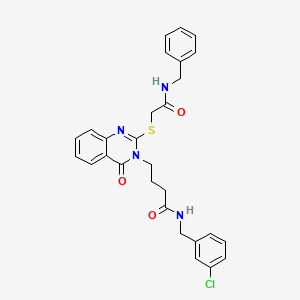 4-[2-[2-(benzylamino)-2-oxoethyl]sulfanyl-4-oxoquinazolin-3-yl]-N-[(3-chlorophenyl)methyl]butanamide