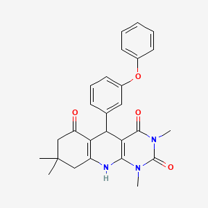 1,3,8,8-tetramethyl-5-(3-phenoxyphenyl)-5,8,9,10-tetrahydropyrimido[4,5-b]quinoline-2,4,6(1H,3H,7H)-trione