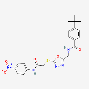 molecular formula C22H23N5O5S B2628624 4-(tert-butyl)-N-((5-((2-((4-nitrophenyl)amino)-2-oxoethyl)thio)-1,3,4-oxadiazol-2-yl)methyl)benzamide CAS No. 903345-63-1