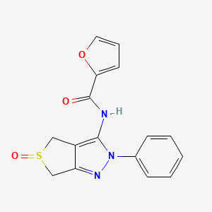 molecular formula C16H13N3O3S B2628627 N-(5-oxido-2-phenyl-4,6-dihydro-2H-thieno[3,4-c]pyrazol-3-yl)furan-2-carboxamide CAS No. 1007193-85-2