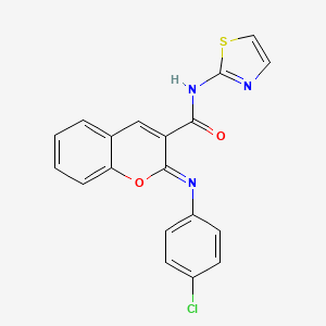 (2Z)-2-[(4-chlorophenyl)imino]-N-(1,3-thiazol-2-yl)-2H-chromene-3-carboxamide