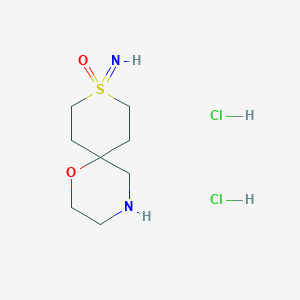 molecular formula C8H18Cl2N2O2S B2628650 9-Imino-1-oxa-9lambda6-thia-4-azaspiro[5.5]undecane 9-oxide;dihydrochloride CAS No. 2361635-36-9