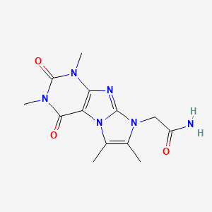 molecular formula C13H16N6O3 B2628682 2-(2,4,7,8-Tetramethyl-1,3-dioxopurino[7,8-a]imidazol-6-yl)acetamide CAS No. 878735-83-2