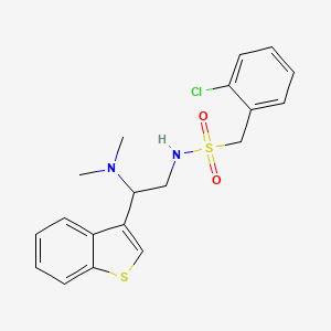 molecular formula C19H21ClN2O2S2 B2628684 N-[2-(1-benzothiophen-3-yl)-2-(dimethylamino)ethyl]-1-(2-chlorophenyl)methanesulfonamide CAS No. 2034391-44-9