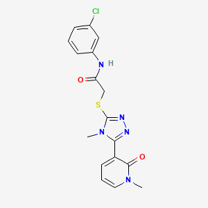 molecular formula C17H16ClN5O2S B2628703 N-(3-chlorophenyl)-2-((4-methyl-5-(1-methyl-2-oxo-1,2-dihydropyridin-3-yl)-4H-1,2,4-triazol-3-yl)thio)acetamide CAS No. 1105227-55-1