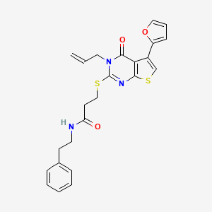 3-{[5-(furan-2-yl)-4-oxo-3-(prop-2-en-1-yl)-3H,4H-thieno[2,3-d]pyrimidin-2-yl]sulfanyl}-N-(2-phenylethyl)propanamide