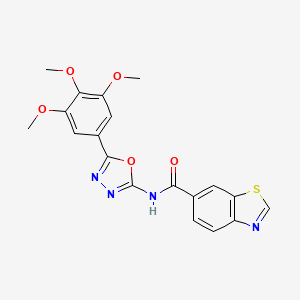 molecular formula C19H16N4O5S B2628744 N-[5-(3,4,5-trimethoxyphenyl)-1,3,4-oxadiazol-2-yl]-1,3-benzothiazole-6-carboxamide CAS No. 891122-94-4