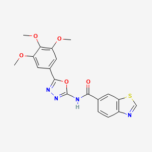 N-[5-(3,4,5-trimethoxyphenyl)-1,3,4-oxadiazol-2-yl]-1,3-benzothiazole-6-carboxamide