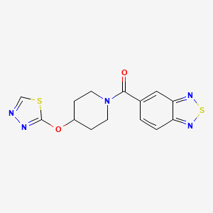 molecular formula C14H13N5O2S2 B2628763 (4-((1,3,4-噻二唑-2-基)氧)哌啶-1-基)(苯并[c][1,2,5]噻二唑-5-基)甲酮 CAS No. 2176270-15-6