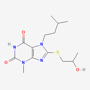 8-((2-hydroxypropyl)thio)-7-isopentyl-3-methyl-1H-purine-2,6(3H,7H)-dione