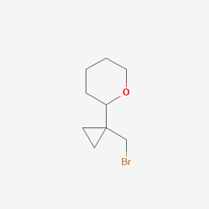 molecular formula C9H15BrO B2628771 2-[1-(Bromomethyl)cyclopropyl]oxane CAS No. 2138131-11-8