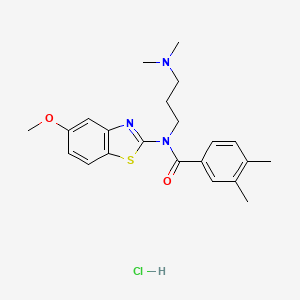 molecular formula C22H28ClN3O2S B2628777 N-(3-(dimethylamino)propyl)-N-(5-methoxybenzo[d]thiazol-2-yl)-3,4-dimethylbenzamide hydrochloride CAS No. 1321871-61-7