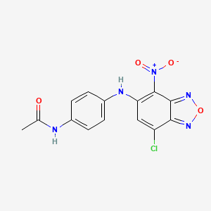 molecular formula C14H10ClN5O4 B2628778 N-(4-((7-chloro-4-nitrobenzo[c][1,2,5]oxadiazol-5-yl)amino)phenyl)acetamide CAS No. 375837-77-7