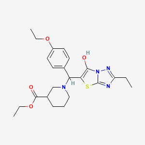 molecular formula C23H30N4O4S B2628784 Ethyl 1-((4-ethoxyphenyl)(2-ethyl-6-hydroxythiazolo[3,2-b][1,2,4]triazol-5-yl)methyl)piperidine-3-carboxylate CAS No. 898344-61-1