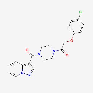 molecular formula C20H19ClN4O3 B2628787 2-(4-Chlorophenoxy)-1-(4-(pyrazolo[1,5-a]pyridine-3-carbonyl)piperazin-1-yl)ethanone CAS No. 1396814-18-8
