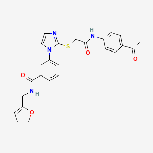 molecular formula C25H22N4O4S B2628790 3-(2-((2-((4-acetylphenyl)amino)-2-oxoethyl)thio)-1H-imidazol-1-yl)-N-(furan-2-ylmethyl)benzamide CAS No. 1115336-18-9