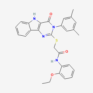 molecular formula C28H26N4O3S B2628794 2-[[3-(3,5-dimethylphenyl)-4-oxo-5H-pyrimido[5,4-b]indol-2-yl]sulfanyl]-N-(2-ethoxyphenyl)acetamide CAS No. 536705-84-7