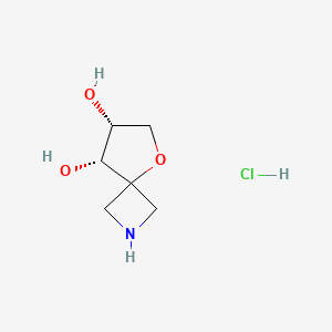 molecular formula C6H12ClNO3 B2628799 (7R,8R)-5-Oxa-2-azaspiro[3.4]octane-7,8-diol;hydrochloride CAS No. 2402789-34-6