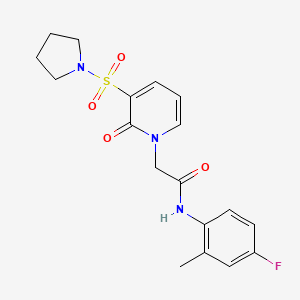 molecular formula C18H20FN3O4S B2628813 N-(4-fluoro-2-methylphenyl)-2-(2-oxo-3-(pyrrolidin-1-ylsulfonyl)pyridin-1(2H)-yl)acetamide CAS No. 1251679-69-2