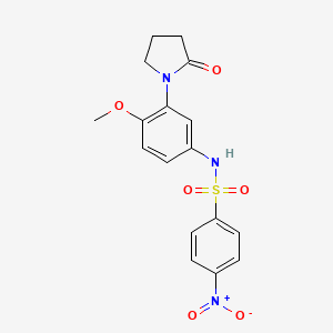 molecular formula C17H17N3O6S B2628825 N-(4-methoxy-3-(2-oxopyrrolidin-1-yl)phenyl)-4-nitrobenzenesulfonamide CAS No. 942013-23-2