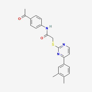 molecular formula C22H21N3O2S B2628868 N-(4-acetylphenyl)-2-{[4-(3,4-dimethylphenyl)pyrimidin-2-yl]sulfanyl}acetamide CAS No. 1019153-36-6