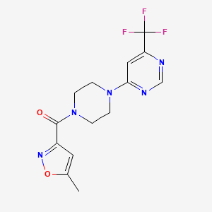 molecular formula C14H14F3N5O2 B2628870 (5-Methylisoxazol-3-yl)(4-(6-(trifluoromethyl)pyrimidin-4-yl)piperazin-1-yl)methanone CAS No. 2034408-20-1