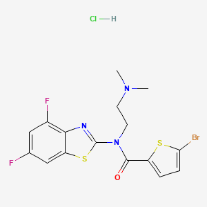 molecular formula C16H15BrClF2N3OS2 B2628873 5-bromo-N-(4,6-difluorobenzo[d]thiazol-2-yl)-N-(2-(dimethylamino)ethyl)thiophene-2-carboxamide hydrochloride CAS No. 1329875-88-8