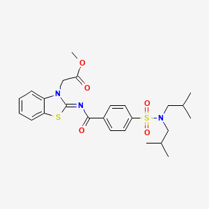 molecular formula C25H31N3O5S2 B2628875 (Z)-methyl 2-(2-((4-(N,N-diisobutylsulfamoyl)benzoyl)imino)benzo[d]thiazol-3(2H)-yl)acetate CAS No. 865197-66-6