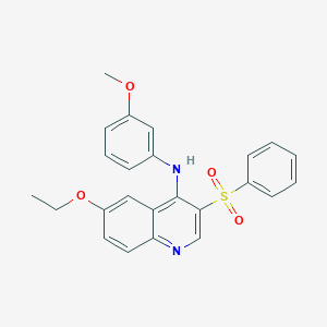 molecular formula C24H22N2O4S B2628883 3-(benzenesulfonyl)-6-ethoxy-N-(3-methoxyphenyl)quinolin-4-amine CAS No. 895642-90-7