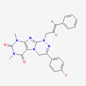 molecular formula C24H21FN6O2 B2628894 1-cinnamyl-3-(4-fluorophenyl)-7,9-dimethyl-7,9-dihydro-[1,2,4]triazino[3,4-f]purine-6,8(1H,4H)-dione CAS No. 898449-28-0