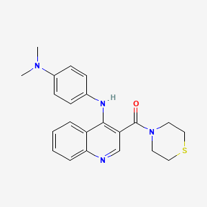 molecular formula C22H24N4OS B2628897 N1,N1-DIMETHYL-N4-[3-(THIOMORPHOLINE-4-CARBONYL)QUINOLIN-4-YL]BENZENE-1,4-DIAMINE CAS No. 1358236-34-6