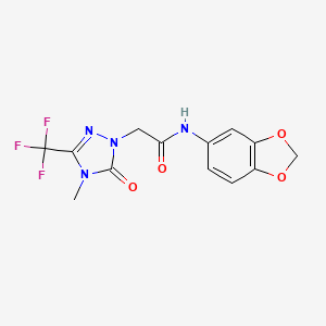 molecular formula C13H11F3N4O4 B2628921 N-(2H-1,3-benzodioxol-5-yl)-2-[4-methyl-5-oxo-3-(trifluoromethyl)-4,5-dihydro-1H-1,2,4-triazol-1-yl]acetamide CAS No. 1448054-80-5