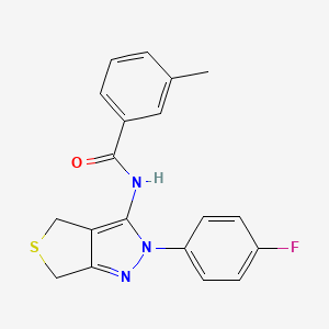 molecular formula C19H16FN3OS B2628946 N-[2-(4-fluorophenyl)-2H,4H,6H-thieno[3,4-c]pyrazol-3-yl]-3-methylbenzamide CAS No. 450342-83-3