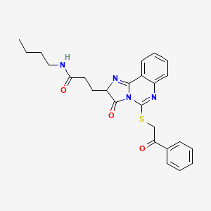 molecular formula C25H26N4O3S B2628952 N-butyl-3-{3-oxo-5-[(2-oxo-2-phenylethyl)sulfanyl]-2H,3H-imidazo[1,2-c]quinazolin-2-yl}propanamide CAS No. 1042719-56-1