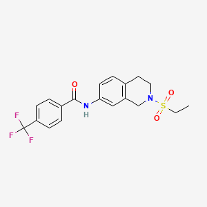 molecular formula C19H19F3N2O3S B2628965 N-(2-(ethylsulfonyl)-1,2,3,4-tetrahydroisoquinolin-7-yl)-4-(trifluoromethyl)benzamide CAS No. 954639-92-0