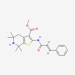 molecular formula C22H26N2O3S B2628975 Methyl 2-cinnamamido-5,5,7,7-tetramethyl-4,5,6,7-tetrahydrothieno[2,3-c]pyridine-3-carboxylate CAS No. 887900-33-6