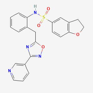 molecular formula C22H18N4O4S B2629048 N-(2-((3-(pyridin-3-yl)-1,2,4-oxadiazol-5-yl)methyl)phenyl)-2,3-dihydrobenzofuran-5-sulfonamide CAS No. 1797181-22-6