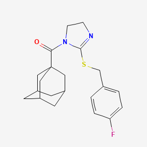 molecular formula C21H25FN2OS B2629056 1-(adamantane-1-carbonyl)-2-{[(4-fluorophenyl)methyl]sulfanyl}-4,5-dihydro-1H-imidazole CAS No. 851865-52-6