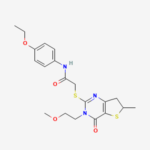 molecular formula C20H25N3O4S2 B2629081 N-(4-ethoxyphenyl)-2-{[3-(2-methoxyethyl)-6-methyl-4-oxo-3H,4H,6H,7H-thieno[3,2-d]pyrimidin-2-yl]sulfanyl}acetamide CAS No. 851410-07-6
