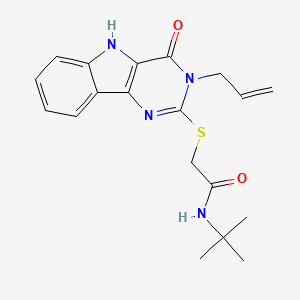 molecular formula C19H22N4O2S B2629136 N-tert-butyl-2-{[4-oxo-3-(prop-2-en-1-yl)-3H,4H,5H-pyrimido[5,4-b]indol-2-yl]sulfanyl}acetamide CAS No. 888444-19-7