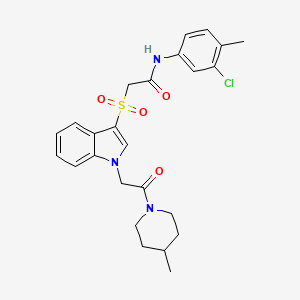 molecular formula C25H28ClN3O4S B2629139 N-(3-chloro-4-methylphenyl)-2-((1-(2-(4-methylpiperidin-1-yl)-2-oxoethyl)-1H-indol-3-yl)sulfonyl)acetamide CAS No. 878059-64-4