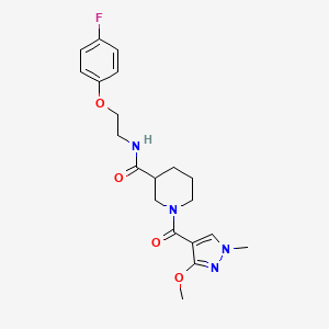 molecular formula C20H25FN4O4 B2629178 N-(2-(4-fluorophenoxy)ethyl)-1-(3-methoxy-1-methyl-1H-pyrazole-4-carbonyl)piperidine-3-carboxamide CAS No. 1226443-00-0