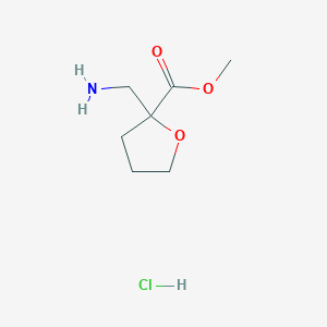 molecular formula C7H14ClNO3 B2629275 Methyl 2-(aminomethyl)oxolane-2-carboxylate;hydrochloride CAS No. 2287288-91-7