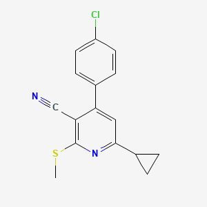 4-(4-Chlorophenyl)-6-cyclopropyl-2-(methylthio)nicotinonitrile