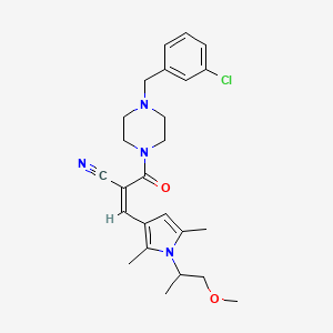 (Z)-2-[4-[(3-chlorophenyl)methyl]piperazine-1-carbonyl]-3-[1-(1-methoxypropan-2-yl)-2,5-dimethylpyrrol-3-yl]prop-2-enenitrile