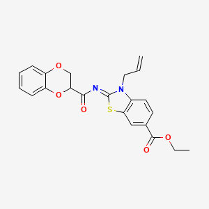 (Z)-ethyl 3-allyl-2-((2,3-dihydrobenzo[b][1,4]dioxine-2-carbonyl)imino)-2,3-dihydrobenzo[d]thiazole-6-carboxylate