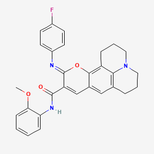 (11Z)-11-[(4-fluorophenyl)imino]-N-(2-methoxyphenyl)-2,3,6,7-tetrahydro-1H,5H,11H-pyrano[2,3-f]pyrido[3,2,1-ij]quinoline-10-carboxamide